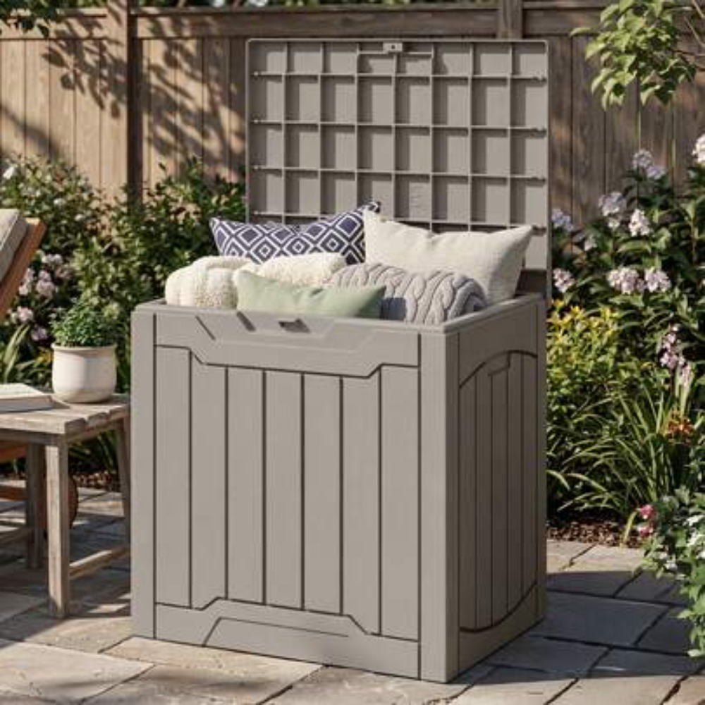 Outdoor Furniture For Pool - 31 Gallon Waterproof Resin Outdoor Storage