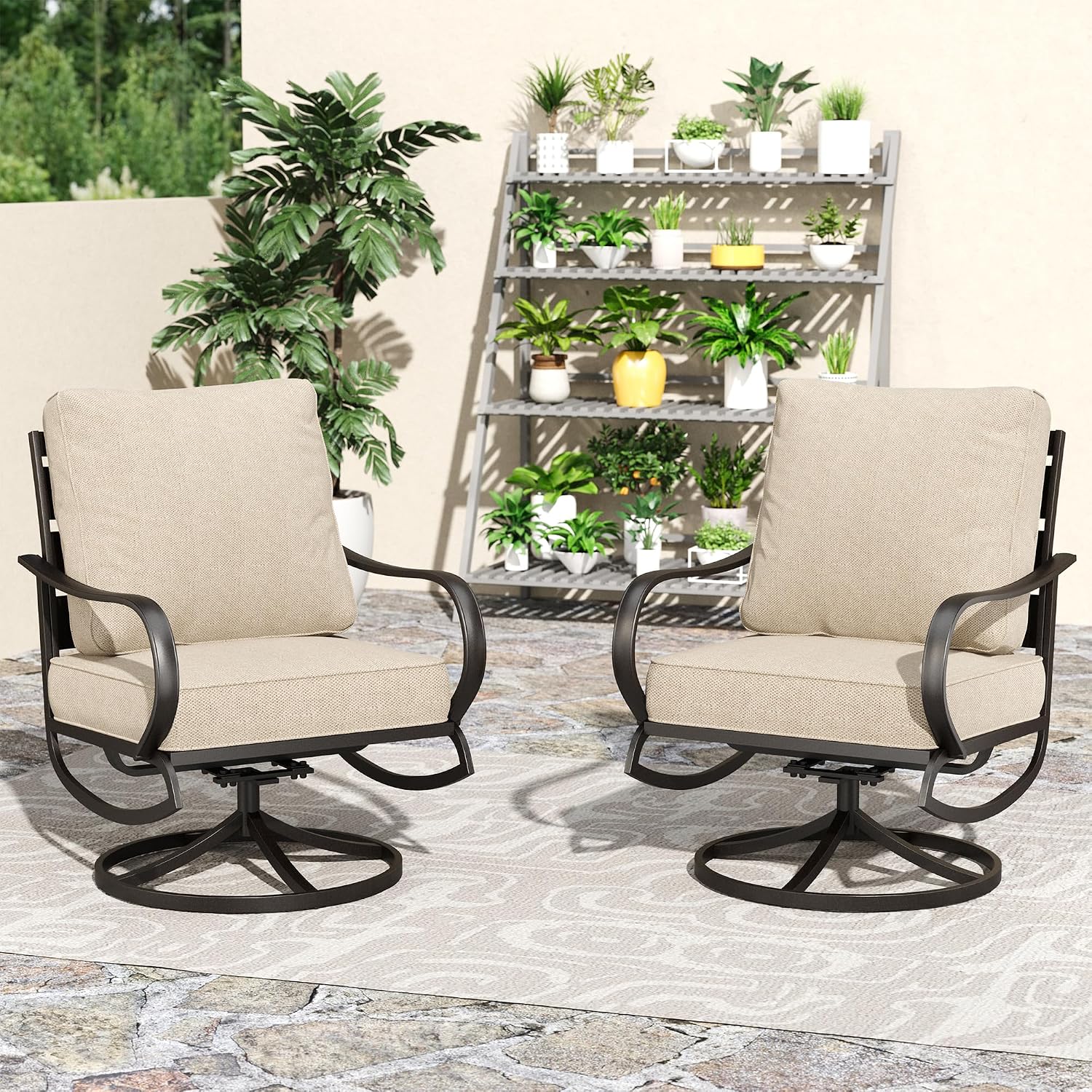 Swivel Patio Chair 2 Set with  - Deck Chair Lounger ulasan dan harga