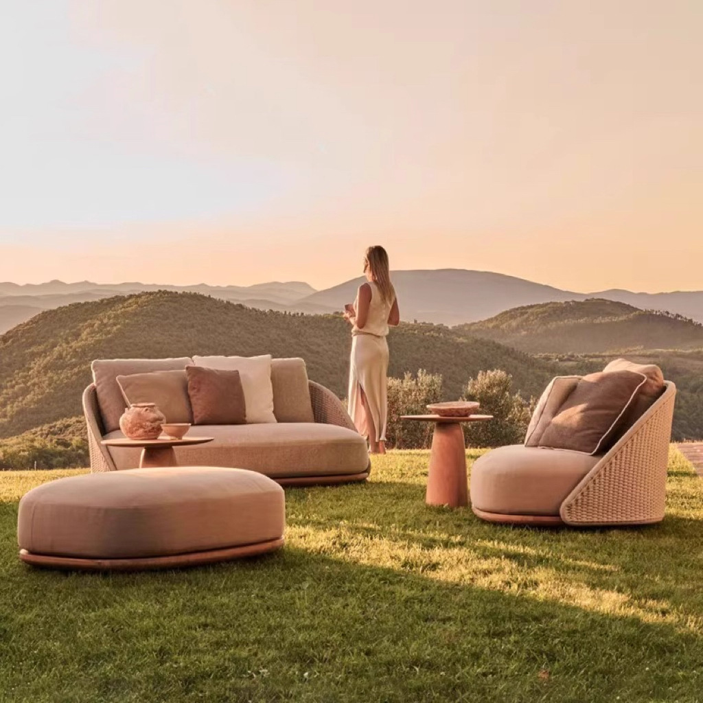 Nordic outdoor teak sofa villa - Outdoor Furniture Hotel ulasan dan harga