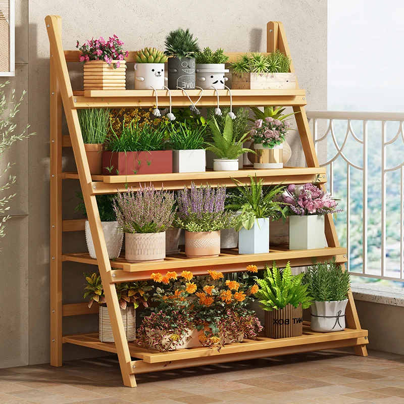 Solid Wood Flower Shelf Plant  - Outdoor Furniture Wood ulasan dan harga