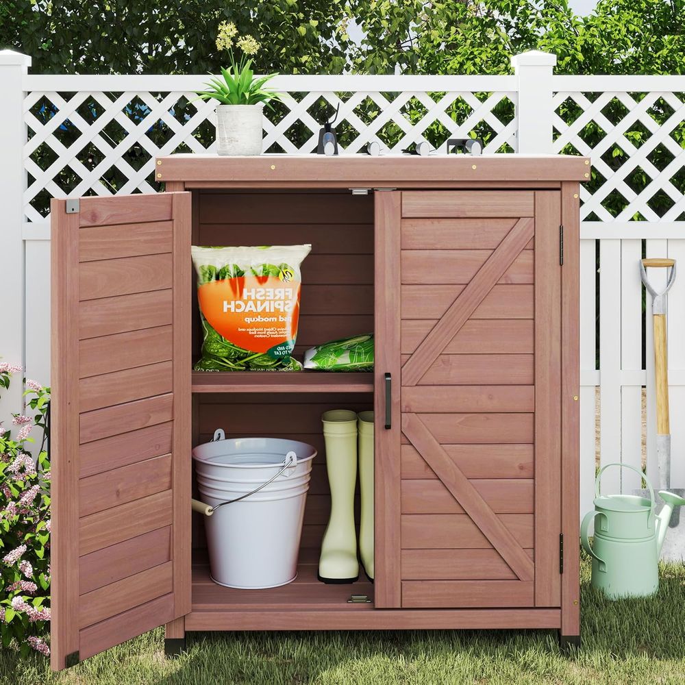 Outdoor Storage Cabinet & Pott - Outdoor Furniture Wood ulasan dan harga