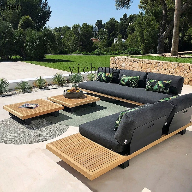 HYS outdoor teak sofa courtyar - Outdoor Furniture Hotel ulasan dan harga