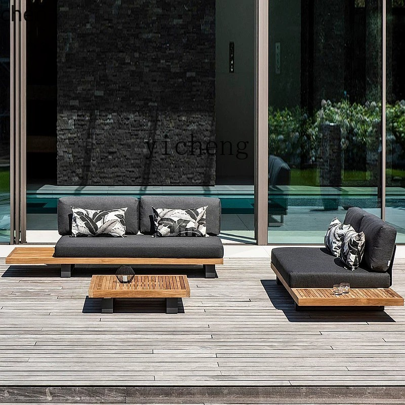 HYS outdoor teak sofa courtyar - Outdoor Furniture Hotel ulasan dan harga